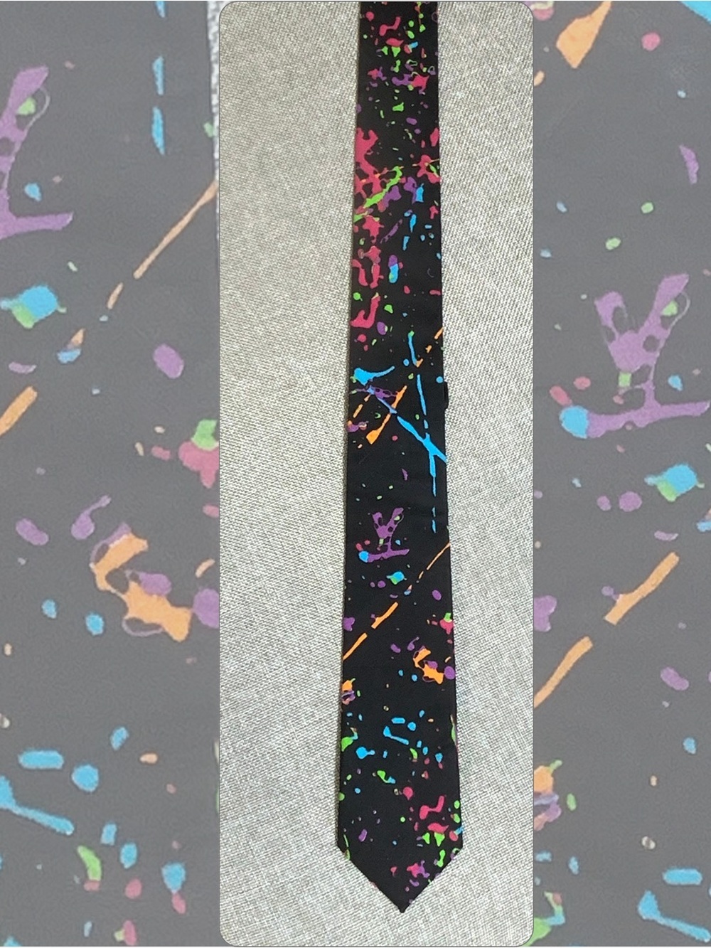Bond Street Exit Skinny Tie Black Multicolor Paint Splatter